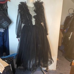 Designer’s cat black tulle dress for size 12 girl. Wedding. Wore once.